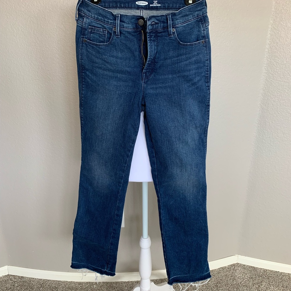 Flare ankle high rise jeans